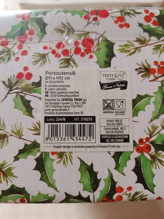 Vasetto ermetico natalizio con decoro agrifoglio