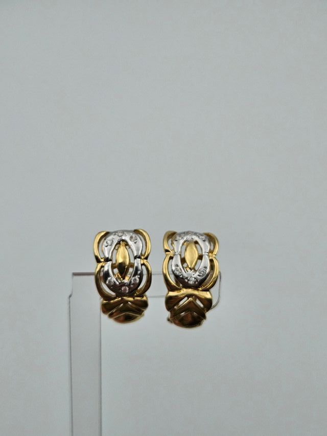 Pendientes Oro Combinado 18K, Omega, 5,3gr, 1,8cm