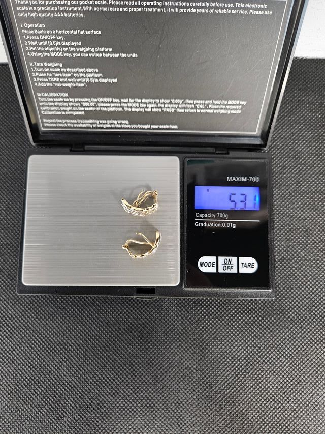Pendientes Oro Combinado 18K, Omega, 5,3gr, 1,8cm