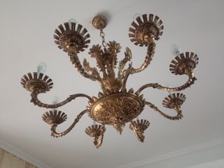 Lámpara de techo de bronce y cristal