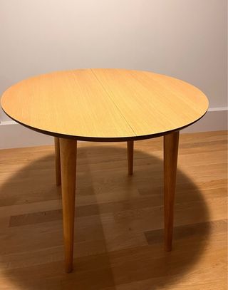 Mesa redonda extensible madera 90(170)90cm. Roble.