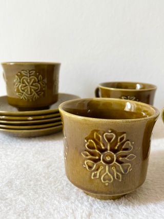 Set 5 Tazas y Platillos Antiguos