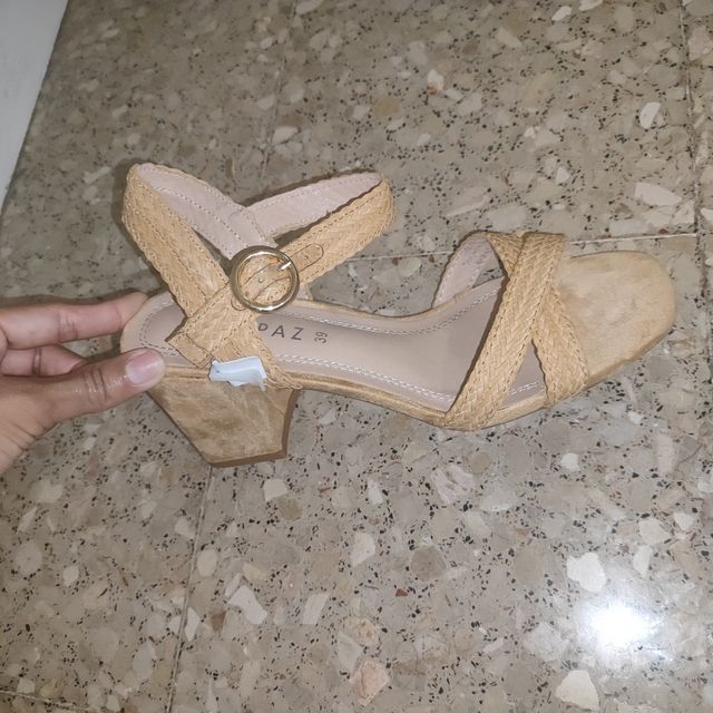 Sandalias Marypaz Beige Talla 39 Tejidas
