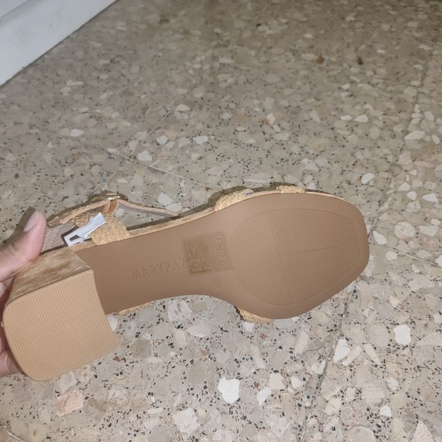 Sandalias Marypaz Beige Talla 39 Tejidas