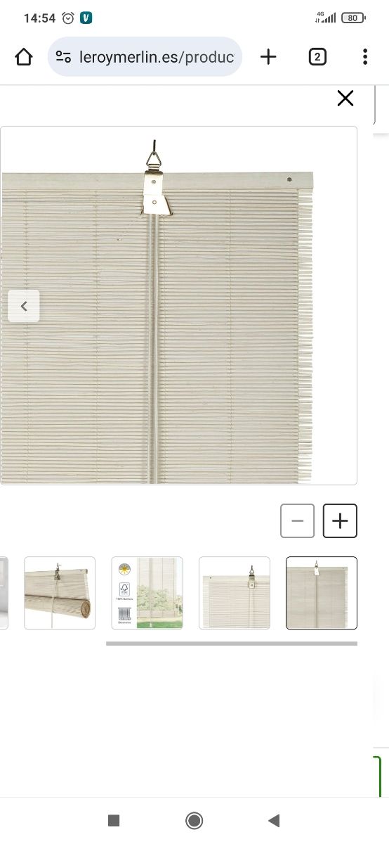 2 Estores varillas Bambú Natural Exterior/Interior