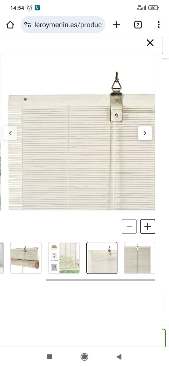 2 Estores varillas Bambú Natural Exterior/Interior