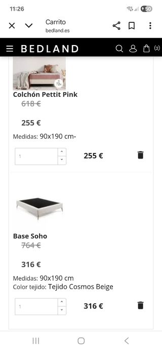 Colchón Pettit Pink 90x190 cm