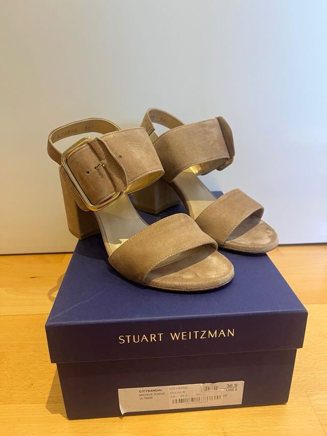 Sandalias Stuart Weitzman Beige Hebilla Talla 36.5