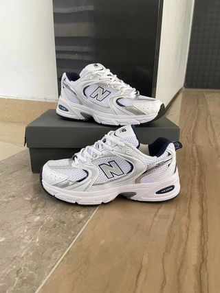 New Balance 530 Blanco Plata Marino Talla 44