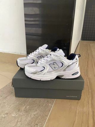 New Balance 530 Blanco Plata Marino Talla 44