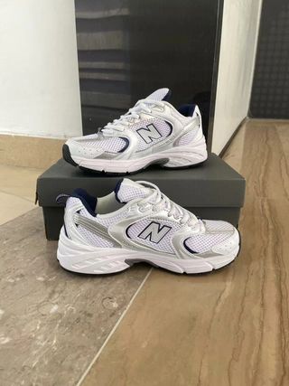 New Balance 530 Blanco Plata Marino Talla 44