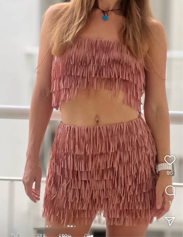 Conjunto de falda y top en color rosa, talla s