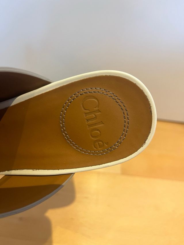 Sandalias Chloe Tacón Ancho off white