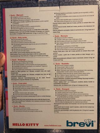 Mochila Porta Bebé Hello Kitty Brevi