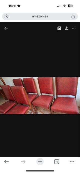 Conjunto sillas comedor vintage madera y cuero