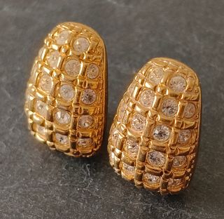 Pendientes Swarovski Clip Dorados efecto matelassé