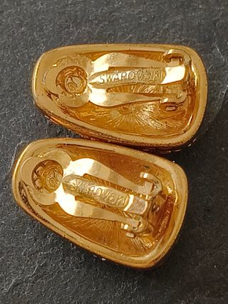 Pendientes Swarovski Clip Dorados efecto matelassé