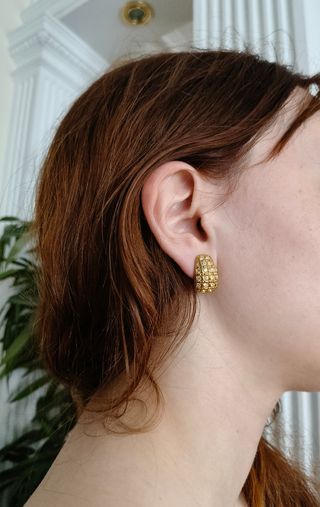 Pendientes Swarovski Clip Dorados efecto matelassé