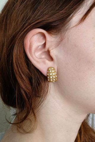 Pendientes Swarovski Clip Dorados efecto matelassé