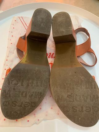 Sandalias plataforma piel Wonders naranja