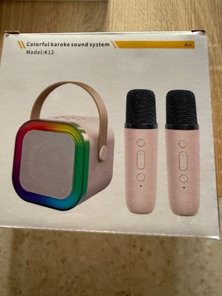 Altavoz Karaoke Portátil Rosa con Micrófonos