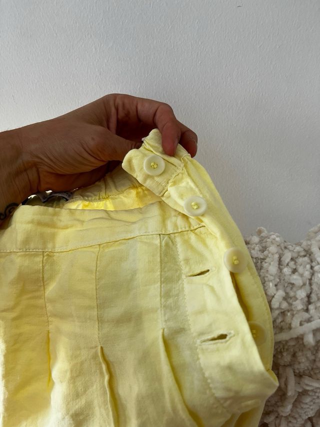 Pantalón lino amarillo niña Zara