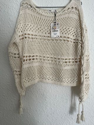 Jersey calado Pull&Bear beige talla única