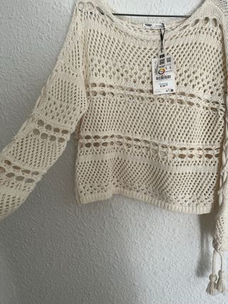 Jersey calado Pull&Bear beige talla única