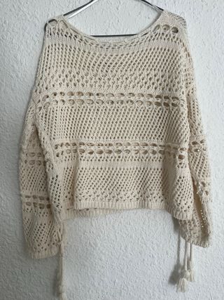 Jersey calado Pull&Bear beige talla única
