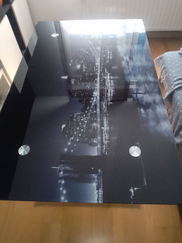 Mesa de centro cristal y metal