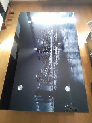 Mesa de centro cristal y metal