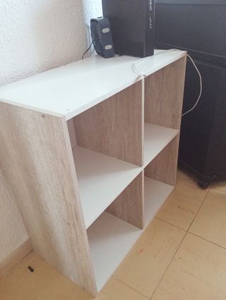 Estantería modular madera gris y blanco