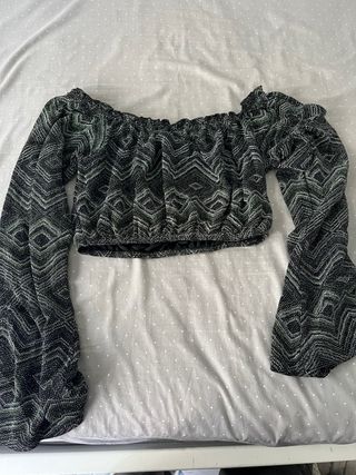 Top fiesta Subdued verde y negro