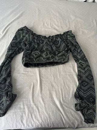 Top fiesta Subdued verde y negro