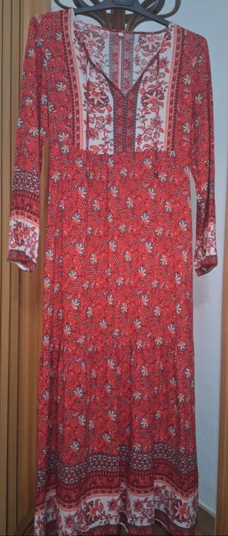 Vestido largo estampado floral rojo