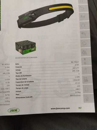 6 Linternas Frontal LED JBM 350lm Ajustable