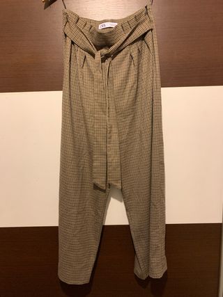 Pantalones Zara Mujer Beige/Marrón