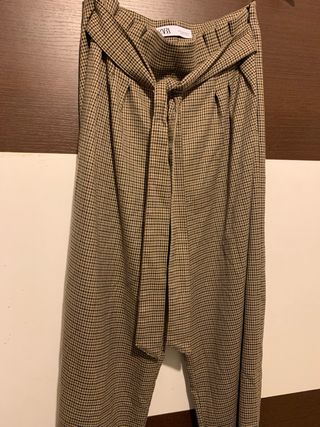 Pantalones Zara Mujer Beige/Marrón