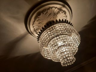Lámpara de techo de cristal y metal