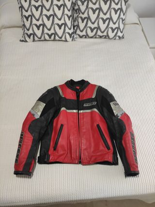 Chaqueta Cuero Dainese Hombre Roja y Negra
