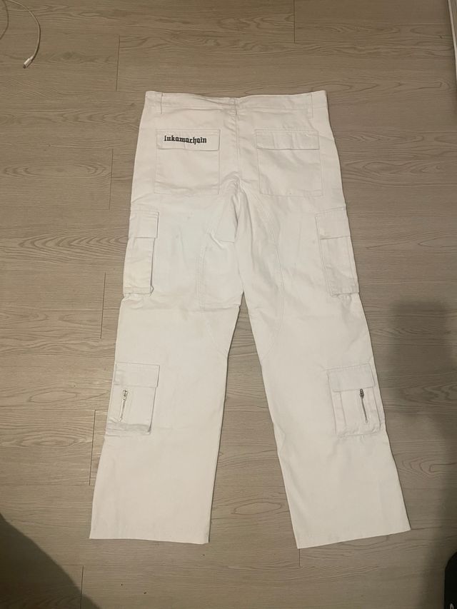 Pantalón Cargo Blanco Lukamachain Talla M