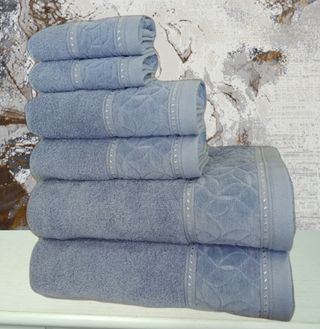 Jogo de Toalhas de Banho 6 Peças Azul, 550gr/m2