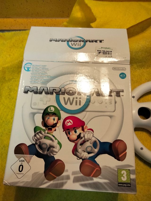 Mario Kart Wii con volante y caja