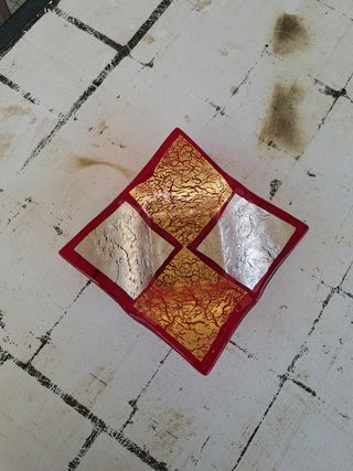 Portaoggetti Vetro Murano Oro Rosso Argento