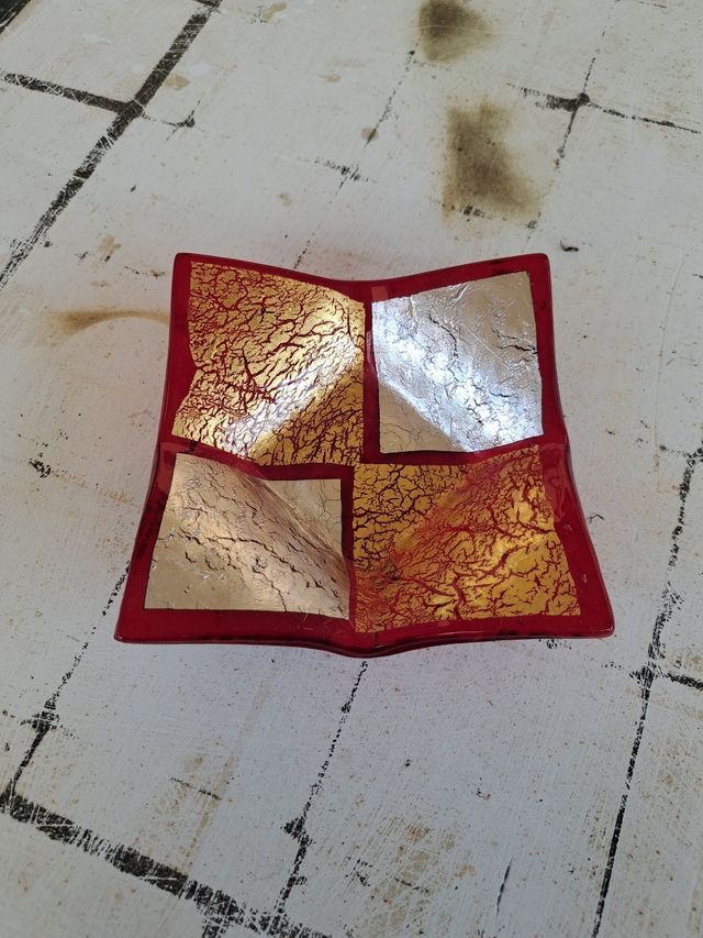 Portaoggetti Vetro Murano Oro Rosso Argento