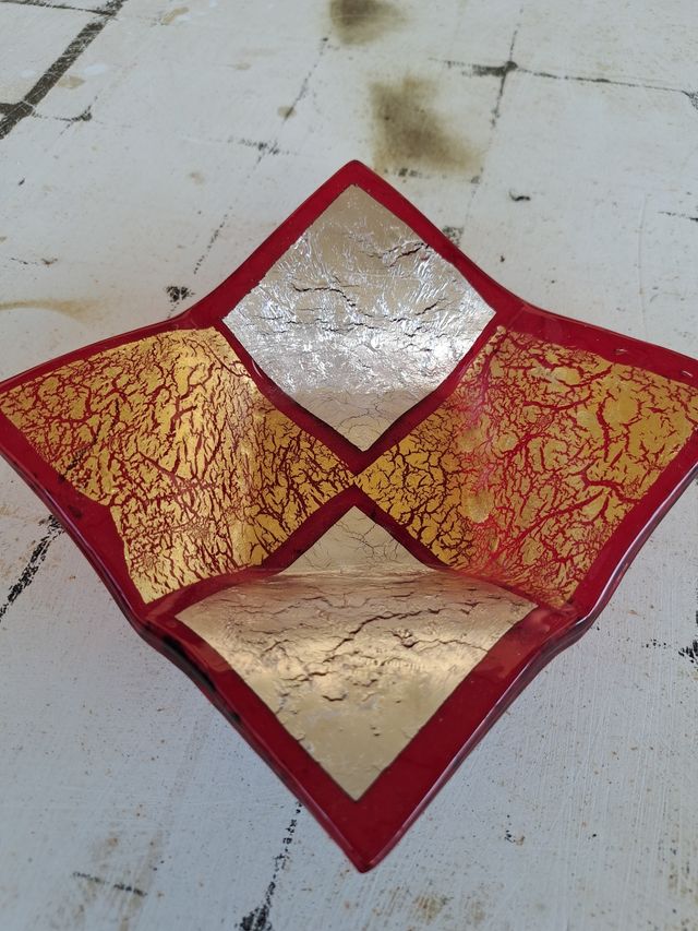 Portaoggetti Vetro Murano Oro Rosso Argento