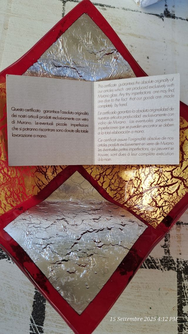 Portaoggetti Vetro Murano Oro Rosso Argento