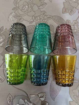 Set 6 Bicchieri Vetro Colori Assortiti