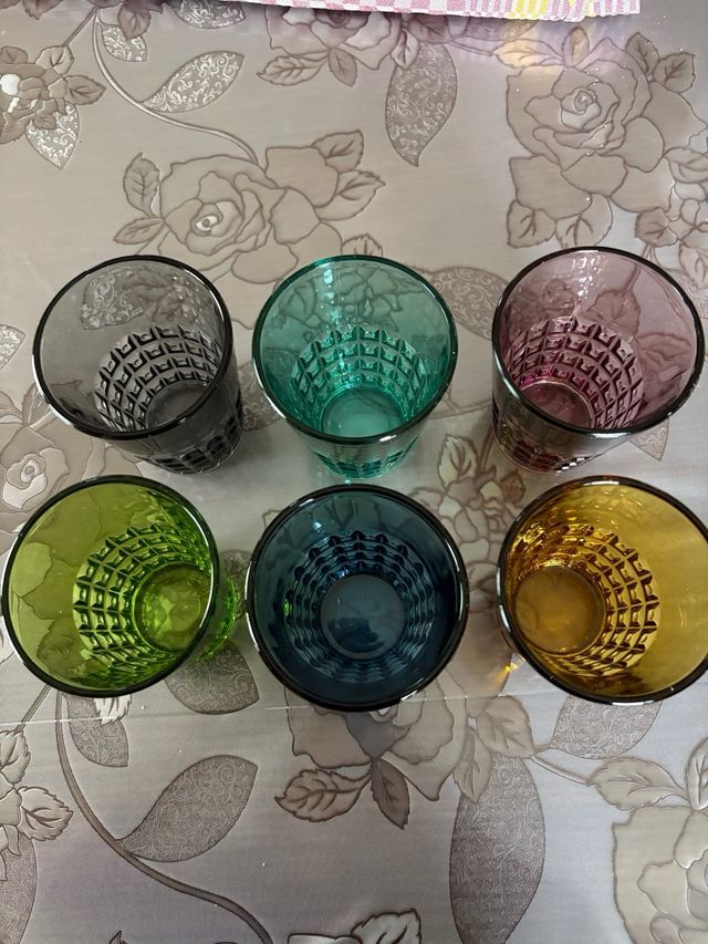 Set 6 Bicchieri Vetro Colori Assortiti