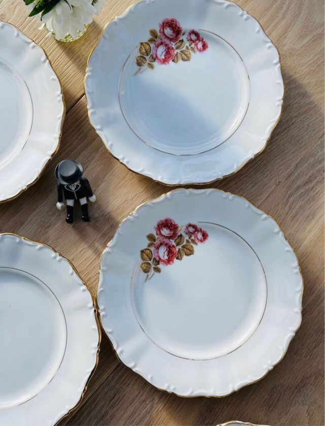 6 platos de postre de porcelana francesa.